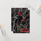 Carte Jazz Music Band Musical Birthday Card (Devant/Arrière en situation)