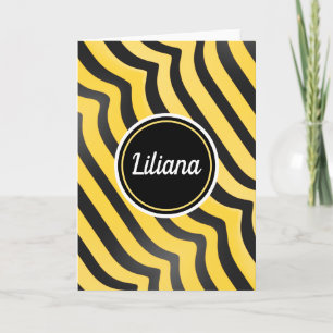 Carte Jazzy mignonne Bumblebee rayé noir et jaune