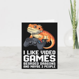 Carte Je aime jeux vidéo dragon barbu gamer introverti
