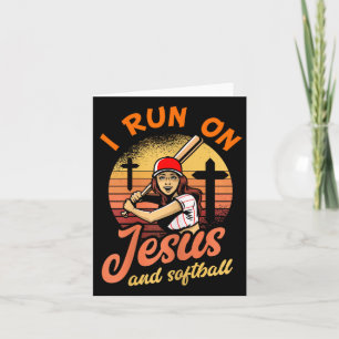 Carte Je cours sur Jésus et softball cadeau de joueur ch