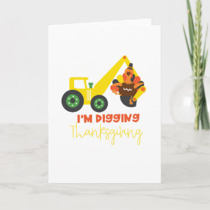 Carte Je creuse la dinde de Thanksgiving Tracteur Mignon