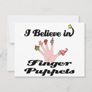Carte je crois aux marionnettes à doigt