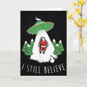 Carte Je crois toujours en Santa Claus Alien Spaceship d (Fleur jaune)