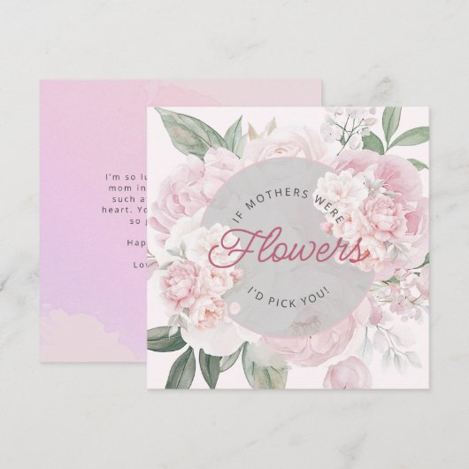 Carte Je cueillirais des pivoines pour la fête des mères (Devant / Derrière)