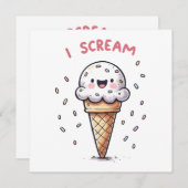 Carte Je hurle un cône de crème glacée avec des arroses (Devant / Derrière)