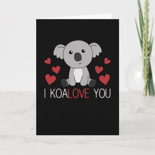 Carte Je Koalove vous cute koala avec des coeurs Animaux (Devant)