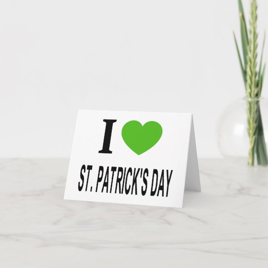 Carte Je ❤️ la SAINT-PATRICK avec un cœur vert (Devant)