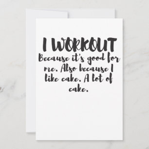 Carte Je M'Entraîne Parce Que Cake Drôle Gym Femme Mens