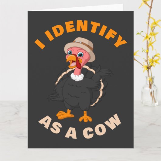 Carte Je m'identifie comme une vache : Caricature de Tha (Fleur jaune)