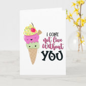 Carte Je ne cône pas vivre sans vous glaces valentines (Fleur jaune)