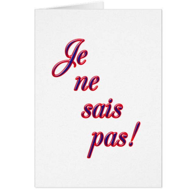 Carte Je ne sais pas (Devant)