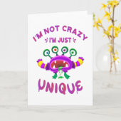 Carte Je ne suis pas fou, je suis juste unique (Fleur jaune)