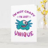 Carte Je ne suis pas fou Je suis juste unique Axolotl (Fleur jaune)