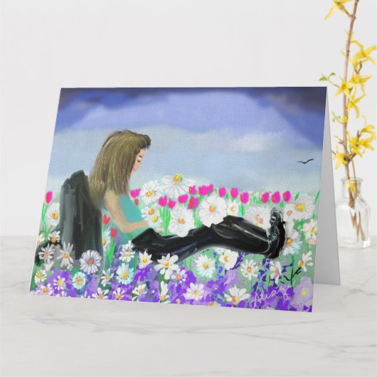 Carte Je Pense À Ton Champ De Faisée (Fleur jaune)