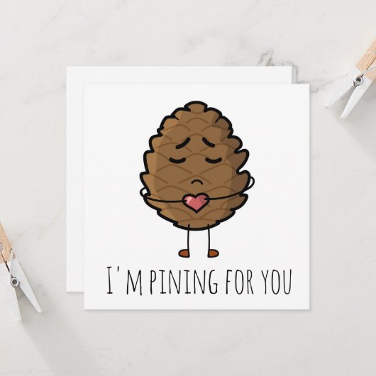 Carte 'Je pince pour vous' valentines/longue distance (Devant/Arrière en situation)