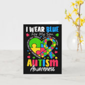 Carte Je Porte Du Bleu Pour Mon Fils Sensibilisation sur (Fleur jaune)