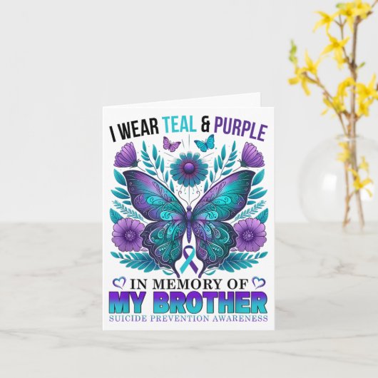 Carte Je Porte Du Turquoise Violet En Mémoire Du Suicide (Fleur jaune)