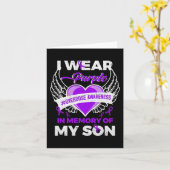 Carte Je Porte Du Violet En Mémoire Pour Mon Fils Surdos (Fleur jaune)