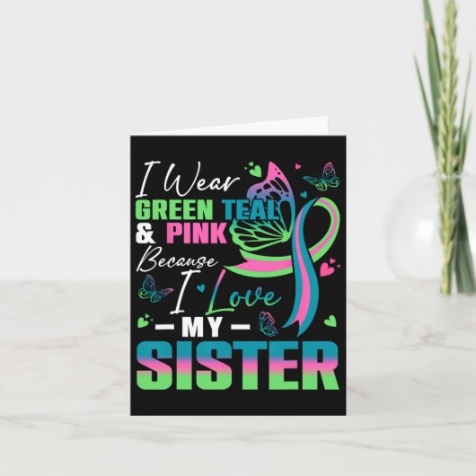 Carte Je Porte Le Rose Turquoise Vert Parce Que J'Aime M (Devant)