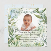 Carte Je pousse comme une mauvaise herbe, un garçon de 1 (Devant / Derrière)