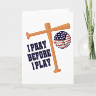Carte Je prie avant de jouer au baseball
