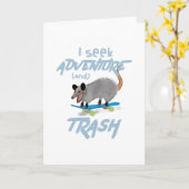 Carte JE RECHERCHE AVENTURE et POSSUME DE TRASH (Fleur jaune)