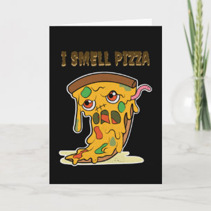 Carte Je Sens Pizza Drôle Halloween Kawaii Zombie Nourri