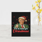 Carte Je serai à la maison pour Noël Funky Père Noël Tru (Fleur jaune)