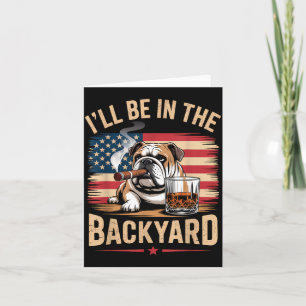 Carte Je serai dans le jardin Drapeau USA Bouledogue Ang