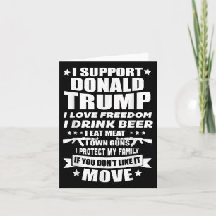 Carte Je soutiens Donald Trump J'Aime La Liberté Je Bois