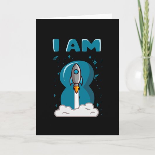 Carte JE SUIS 8 ANNÉE 8e anniversaire Boy Space Annivers (Devant)