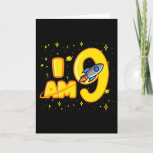 Carte JE SUIS 9 ANS 9 Ans Boy Space Anniversaire
