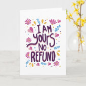 Carte Je suis à Toi Pas de Remboursement (Fleur jaune)