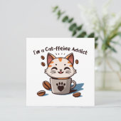 Carte Je suis accro à la Cat-fféine (Debout devant)