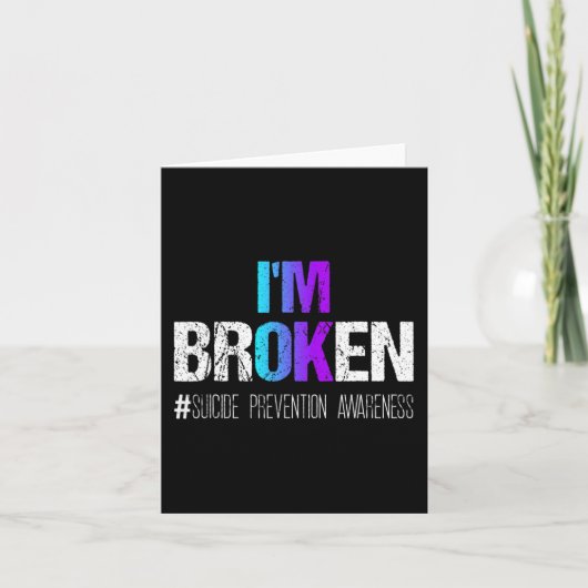 Carte Je suis cassé Turquoise et violet Ribbon Suicide P (Devant)