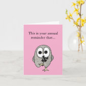 Carte Je suis content que tu sois né Funny Goth Owl Anni (Fleur jaune)