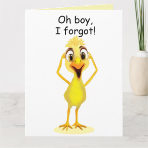 Carte Je suis désolé petite poule Joyeux anniversaire en