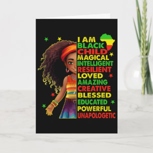 Carte Je suis enfant noir Juneteenth filles afro-américa