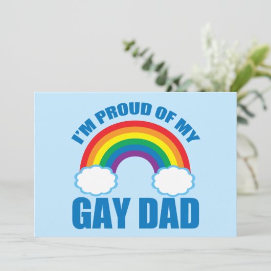 Carte Je suis fier de mon papa gay Rainbow Pride (Debout devant)