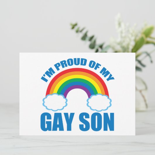 Carte Je suis fière de mon fils gay Maman Papa Fierté Ar (Debout devant)