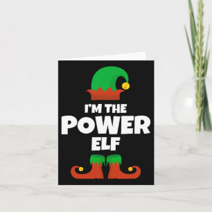 Carte Je suis le Power Elf Family Pyjama Noël drôle