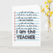 Carte JE SUIS LE PROFESSEUR Professeur Citation Enseigne (Fleur jaune)