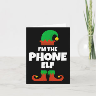 Carte Je suis le téléphone elf famille pyjama Noël drôle