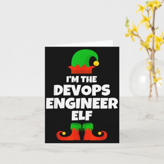 Carte Je suis l'ingénieur Devops Elf Famille Pyjama Noël (Fleur jaune)