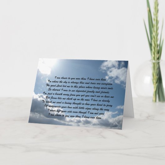 Carte Je suis plus proche de toi maintenant que je ne l' (Devant)