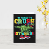 Carte Je suis prêt à écraser le dinosaure Rex de 1ère an (Fleur jaune)