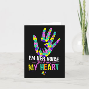 Carte Je suis sa voix Elle est mon coeur Autisme Maman P