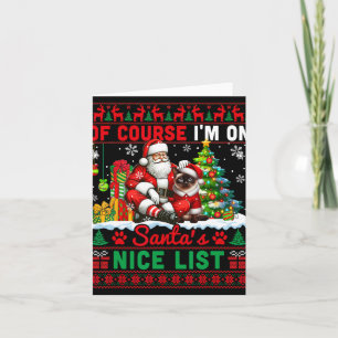 Carte Je suis sur Père Noël Xmas Nice Liste Sweater Père