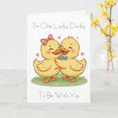 Carte Je suis un canard chanceux pour la Saint-Valentin (Fleur jaune)