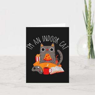 Carte Je suis un chat d'intérieur drôle de lecture café